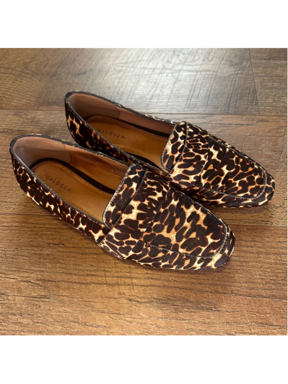 Women Halogen Loafers Size 6.5M Brown Leopard Print Summer